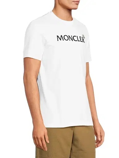 Moncler Men's Logo Cotton T-Shirt - White | Thumbnail 4 Moncler Men's Logo Cotton T-Shirt - White | Thumbnail 4