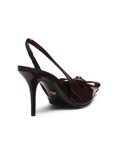 Versace Women's Gianni Ribbon 85MM Slingback Pumps - Dark Burgundy Gold | Thumbnail 3 Versace Women's Gianni Ribbon 85MM Slingback Pumps - Dark Burgundy Gold | Thumbnail 3