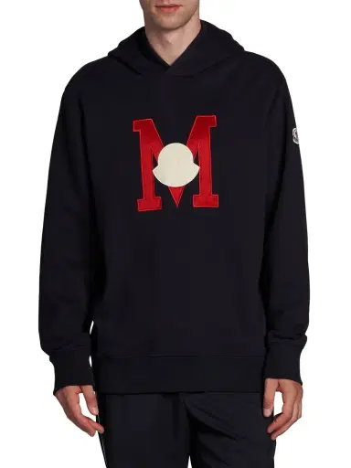 Moncler Men's Embroidered Logo Hoodie - Navy | Thumbnail 1 Moncler Men's Embroidered Logo Hoodie - Navy | Thumbnail 1