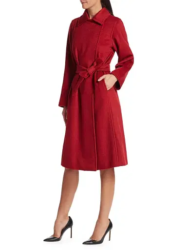 Max Mara Women's Manuela Icon Camel Hair Wool Wrap Coat - Red | Thumbnail 4 Max Mara Women's Manuela Icon Camel Hair Wool Wrap Coat - Red | Thumbnail 4