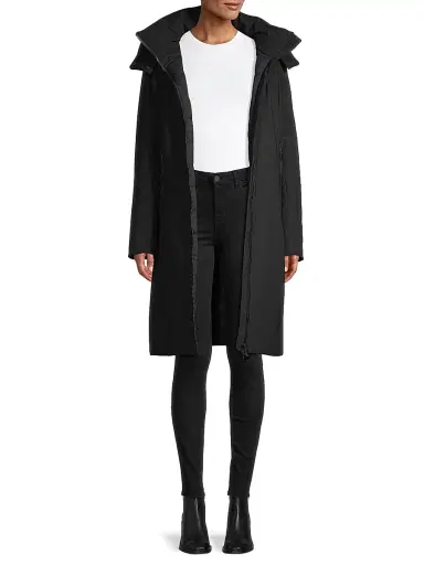 Save the Duck Women's Alkinia Hooded Long Coat - Black | Thumbnail 2 Save the Duck Women's Alkinia Hooded Long Coat - Black | Thumbnail 2