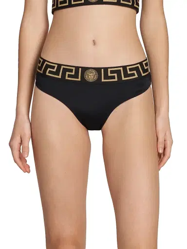 Versace Women's La Greca Bikini Bottom Brief - Black - Size XL | Thumbnail 3 Versace Women's La Greca Bikini Bottom Brief - Black - Size XL | Thumbnail 3
