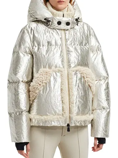 Moncler Grenoble Women's Trevelin Lamé Bomber Jacket - Silver | Thumbnail 2 Moncler Grenoble Women's Trevelin Lamé Bomber Jacket - Silver | Thumbnail 2