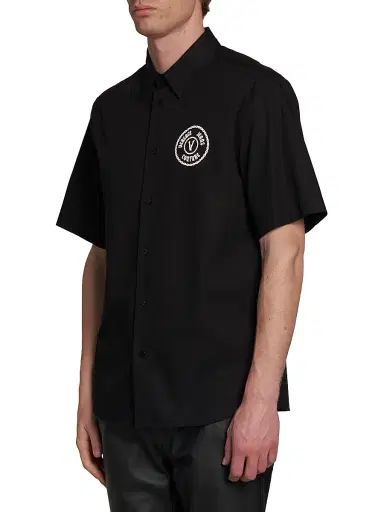 Versace Jeans Couture Men's Logo Patch Cotton Shirt - Black - Size 30 | Thumbnail 4 Versace Jeans Couture Men's Logo Patch Cotton Shirt - Black - Size 30 | Thumbnail 4