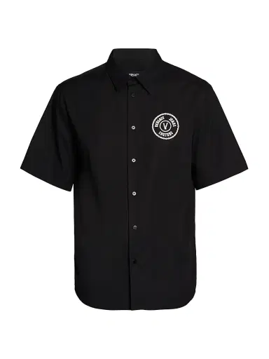 Versace Jeans Couture Men's Logo Patch Cotton Shirt - Black - Size 30 | Thumbnail 1 Versace Jeans Couture Men's Logo Patch Cotton Shirt - Black - Size 30 | Thumbnail 1