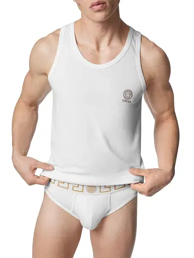 Versace Men's 3-Pack Greca Logo Cotton-Blend Brief Set - Black Grey White - Size XXL | Thumbnail 4 Versace Men's 3-Pack Greca Logo Cotton-Blend Brief Set - Black Grey White - Size XXL | Thumbnail 4