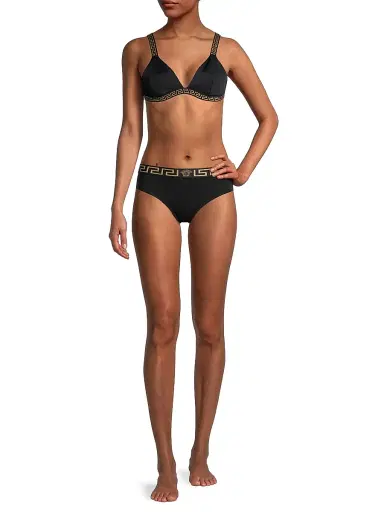 Versace Women's Grecca Briefs - Black | Thumbnail 2 Versace Women's Grecca Briefs - Black | Thumbnail 2