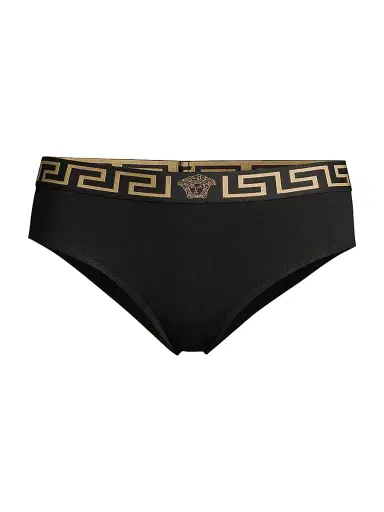 Versace Women's Grecca Briefs - Black | Thumbnail 1 Versace Women's Grecca Briefs - Black | Thumbnail 1