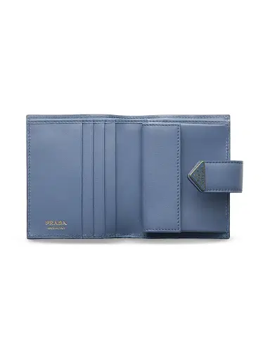 Prada Women's Saffiano and Smooth Leather Wallet - Blue | Thumbnail 4 Prada Women's Saffiano and Smooth Leather Wallet - Blue | Thumbnail 4