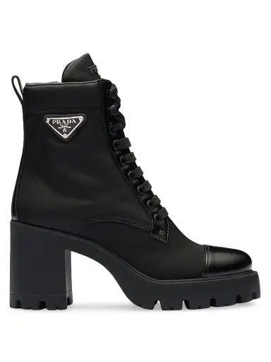 Prada Women's Re-Nylon and Leather Booties - Black | Thumbnail 1 Prada Women's Re-Nylon and Leather Booties - Black | Thumbnail 1