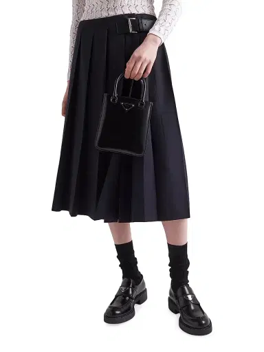 Prada Women's Chocolate Brushed Leather Loafers - Black | Thumbnail 2 Prada Women's Chocolate Brushed Leather Loafers - Black | Thumbnail 2