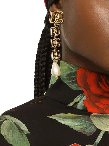 Dolce & Gabbana Women's Goldtone & Imitation Pearl Monogram Clip-On Drop Earrings - Gold | Thumbnail 2 Dolce & Gabbana Women's Goldtone & Imitation Pearl Monogram Clip-On Drop Earrings - Gold | Thumbnail 2