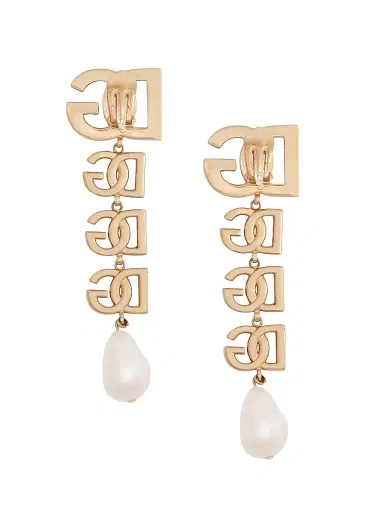 Dolce & Gabbana Women's Goldtone & Imitation Pearl Monogram Clip-On Drop Earrings - Gold | Thumbnail 3 Dolce & Gabbana Women's Goldtone & Imitation Pearl Monogram Clip-On Drop Earrings - Gold | Thumbnail 3