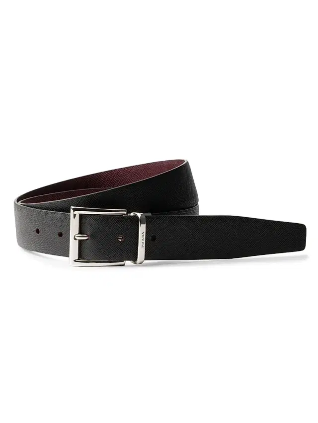 Men's Saffiano Leather Reversible Belt - Black Reddish Brown Men's Saffiano Leather Reversible Belt - Black Reddish Brown