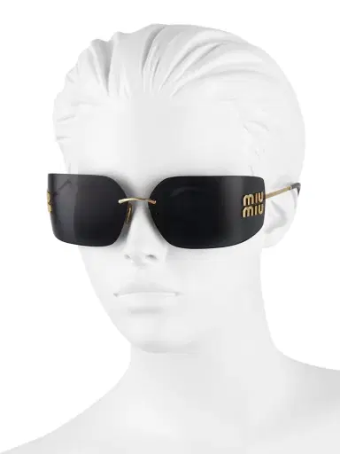 Miu Miu Women's 80MM Shield Sunglasses - Gold Dark Grey | Thumbnail 2 Miu Miu Women's 80MM Shield Sunglasses - Gold Dark Grey | Thumbnail 2