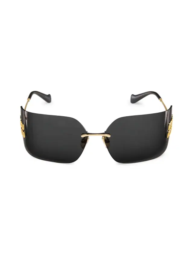 Women's 80MM Shield Sunglasses - Gold Dark Grey Women's 80MM Shield Sunglasses - Gold Dark Grey