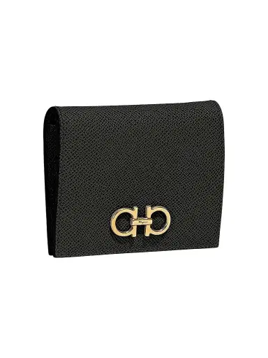 Ferragamo Women's Gancini French Leather Wallet - Black | Thumbnail 1 Ferragamo Women's Gancini French Leather Wallet - Black | Thumbnail 1
