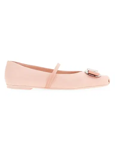FERRAGAMO Women's Zina Leather Ballet Flats - Pink | Thumbnail 1 FERRAGAMO Women's Zina Leather Ballet Flats - Pink | Thumbnail 1