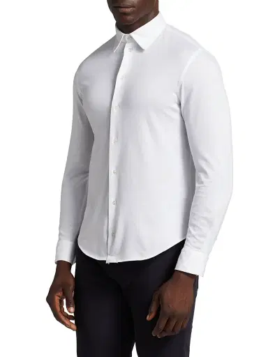 Emporio Armani Men's Cotton Sport Long-Sleeve Shirt - White | Thumbnail 4 Emporio Armani Men's Cotton Sport Long-Sleeve Shirt - White | Thumbnail 4