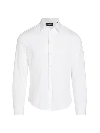 Emporio Armani Men's Cotton Sport Long-Sleeve Shirt - White | Thumbnail 1 Emporio Armani Men's Cotton Sport Long-Sleeve Shirt - White | Thumbnail 1