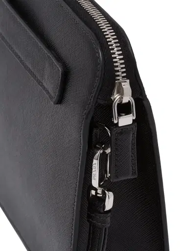 Prada Men's Saffiano Leather Pouch - White | Thumbnail 6 Prada Men's Saffiano Leather Pouch - White | Thumbnail 6