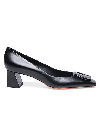 Santoni Women's Soft Square 50MM Leather Pumps - Black - Size 9.5 | Thumbnail 1 Santoni Women's Soft Square 50MM Leather Pumps - Black - Size 9.5 | Thumbnail 1