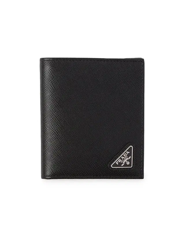 Men's Saffiano Leather Wallet - Black Men's Saffiano Leather Wallet - Black