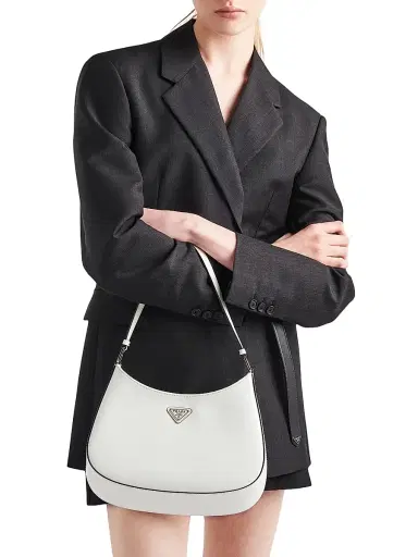 Prada Women's Cleo Brushed Leather Shoulder Bag - White | Thumbnail 2 Prada Women's Cleo Brushed Leather Shoulder Bag - White | Thumbnail 2