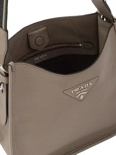 Prada Women's Leather Hobo Bag - Grey | Thumbnail 5 Prada Women's Leather Hobo Bag - Grey | Thumbnail 5