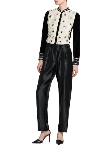 Giorgio Armani Women's Satin Linen-Silk Pants - Black | Thumbnail 2 Giorgio Armani Women's Satin Linen-Silk Pants - Black | Thumbnail 2