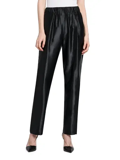 Giorgio Armani Women's Satin Linen-Silk Pants - Black | Thumbnail 3 Giorgio Armani Women's Satin Linen-Silk Pants - Black | Thumbnail 3