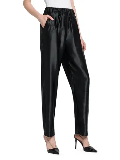 Giorgio Armani Women's Satin Linen-Silk Pants - Black | Thumbnail 4 Giorgio Armani Women's Satin Linen-Silk Pants - Black | Thumbnail 4