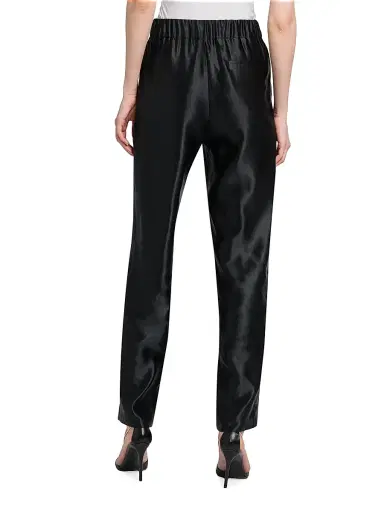 Giorgio Armani Women's Satin Linen-Silk Pants - Black | Thumbnail 5 Giorgio Armani Women's Satin Linen-Silk Pants - Black | Thumbnail 5