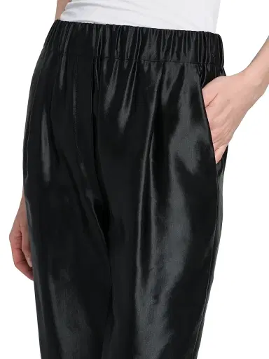 Giorgio Armani Women's Satin Linen-Silk Pants - Black | Thumbnail 6 Giorgio Armani Women's Satin Linen-Silk Pants - Black | Thumbnail 6