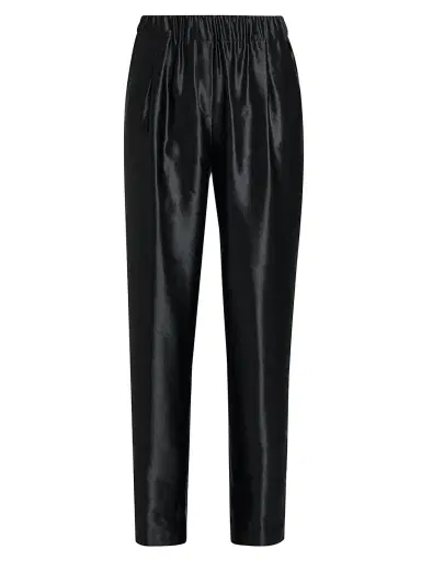 Giorgio Armani Women's Satin Linen-Silk Pants - Black | Thumbnail 1 Giorgio Armani Women's Satin Linen-Silk Pants - Black | Thumbnail 1