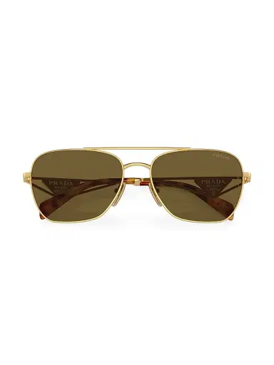 Prada Women's 59MM Navigator Sunglasses - Gold | Thumbnail 6 Prada Women's 59MM Navigator Sunglasses - Gold | Thumbnail 6