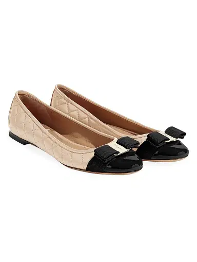 Ferragamo Women's Varina Leather Ballet Flats - New Bisque Nero - Size 11 | Thumbnail 2 Ferragamo Women's Varina Leather Ballet Flats - New Bisque Nero - Size 11 | Thumbnail 2
