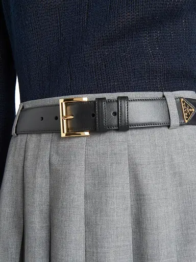 Prada Women's Leather Belt - Black Gold - Size 30 | Thumbnail 2 Prada Women's Leather Belt - Black Gold - Size 30 | Thumbnail 2