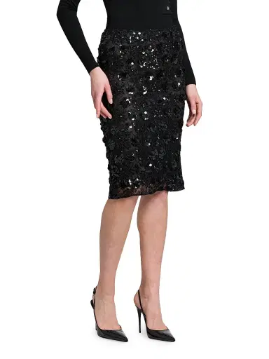 Dolce & Gabbana Women's Floral Paillette Midi-Skirt - Nero | Thumbnail 4 Dolce & Gabbana Women's Floral Paillette Midi-Skirt - Nero | Thumbnail 4
