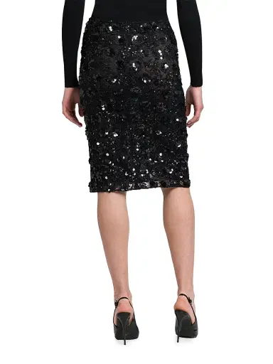 Dolce & Gabbana Women's Floral Paillette Midi-Skirt - Nero | Thumbnail 5 Dolce & Gabbana Women's Floral Paillette Midi-Skirt - Nero | Thumbnail 5