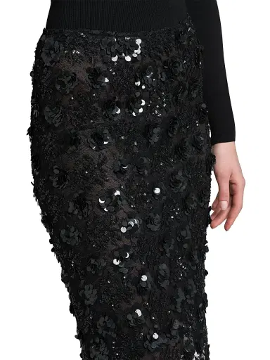 Dolce & Gabbana Women's Floral Paillette Midi-Skirt - Nero | Thumbnail 6 Dolce & Gabbana Women's Floral Paillette Midi-Skirt - Nero | Thumbnail 6