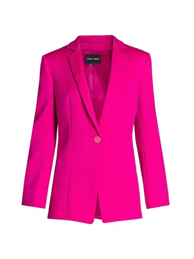 Giorgio Armani Women's Wool Tuxedo Blazer - Pink | Thumbnail 1 Giorgio Armani Women's Wool Tuxedo Blazer - Pink | Thumbnail 1