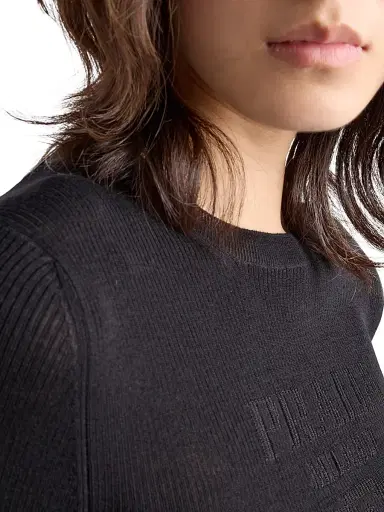 Prada Women's Superfine Wool Crew-Neck Sweater - Black - Size 8 | Thumbnail 5 Prada Women's Superfine Wool Crew-Neck Sweater - Black - Size 8 | Thumbnail 5