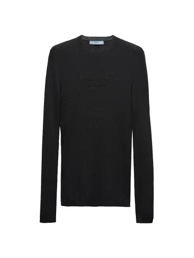 Prada Women's Superfine Wool Crew-Neck Sweater - Black - Size 8 | Thumbnail 1 Prada Women's Superfine Wool Crew-Neck Sweater - Black - Size 8 | Thumbnail 1