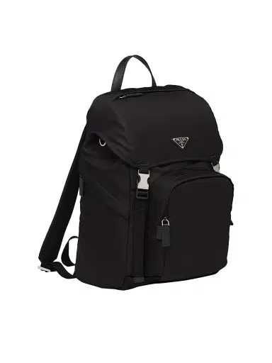 Prada Men's Re-Nylon and Saffiano Leather Backpack - Black | Thumbnail 3 Prada Men's Re-Nylon and Saffiano Leather Backpack - Black | Thumbnail 3
