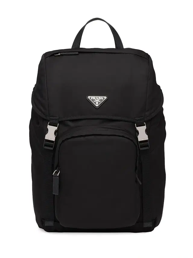 Men's Re-Nylon and Saffiano Leather Backpack - Black Men's Re-Nylon and Saffiano Leather Backpack - Black