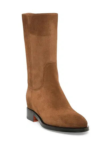 Santoni Women's Fleeces Suede Mid-Calf Boots - Cognac - Size 11 | Thumbnail 2 Santoni Women's Fleeces Suede Mid-Calf Boots - Cognac - Size 11 | Thumbnail 2