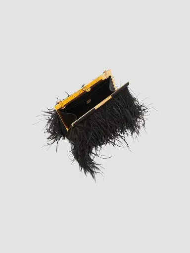 Dolce & Gabbana Women's Marlene Ostrich Feather Shoulder Bag - Black | Thumbnail 3 Dolce & Gabbana Women's Marlene Ostrich Feather Shoulder Bag - Black | Thumbnail 3