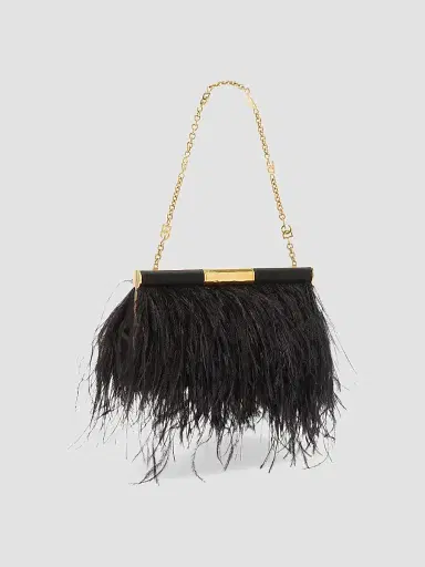 Dolce & Gabbana Women's Marlene Ostrich Feather Shoulder Bag - Black | Thumbnail 4 Dolce & Gabbana Women's Marlene Ostrich Feather Shoulder Bag - Black | Thumbnail 4