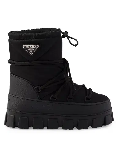 Prada Women's Re-Nylon Gabardine Apres-Ski Boots - Black | Thumbnail 1 Prada Women's Re-Nylon Gabardine Apres-Ski Boots - Black | Thumbnail 1